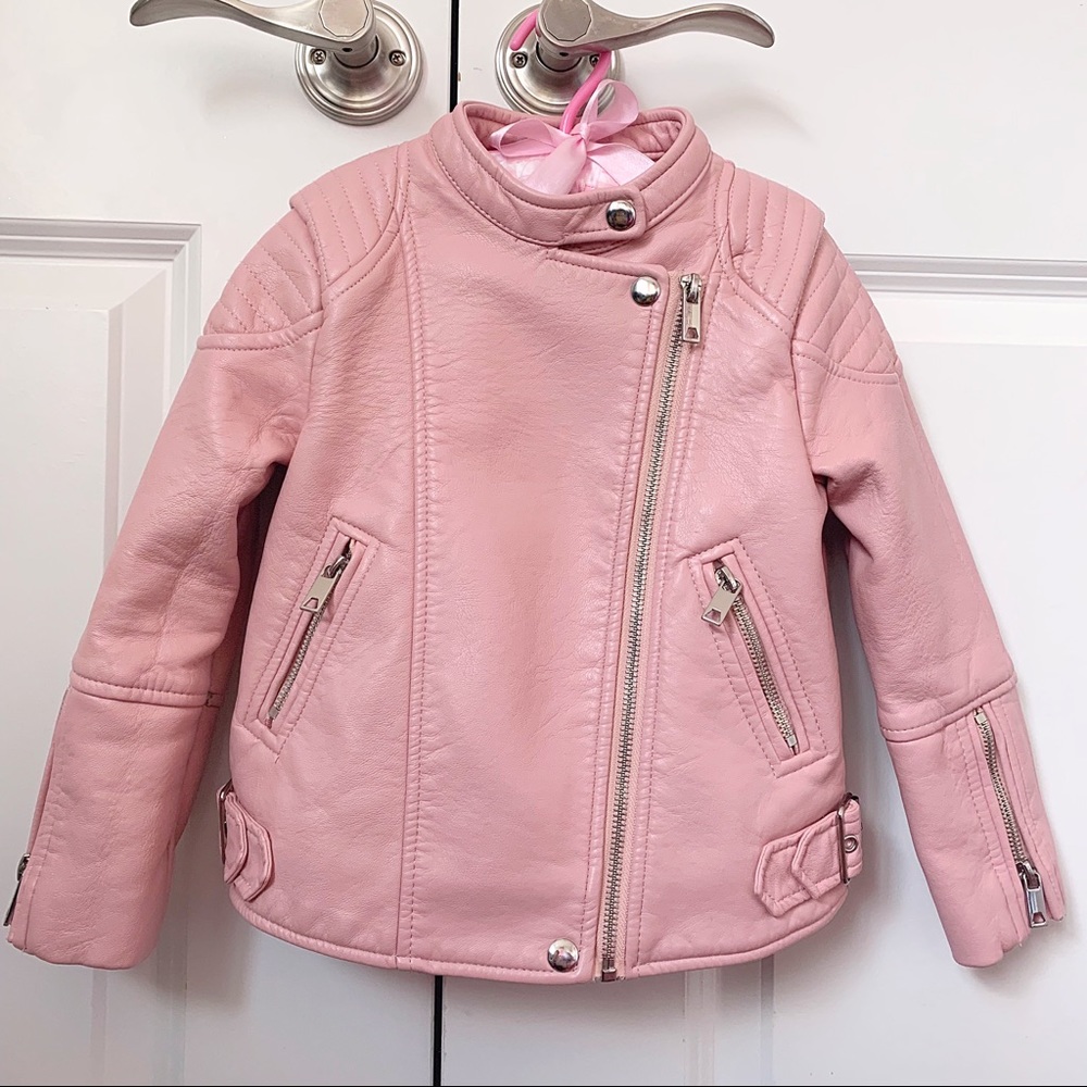 Zara girls Biker faux leather jacket size 5